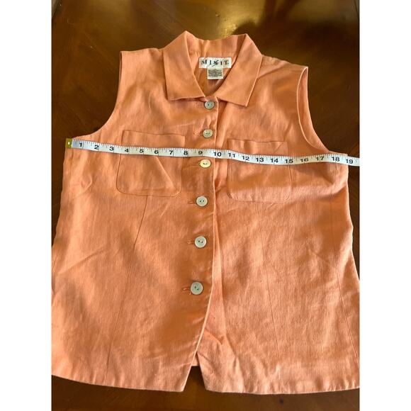 Vintage 90’s MixIt Light Orange 2pc. Dress Shorts & Sleeveless Top Size 10 - Picture 7 of 10
